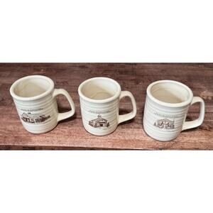Vintage Village of Tobaccoville Doral 3 Pcs N. Carolina Stoneware Mugs